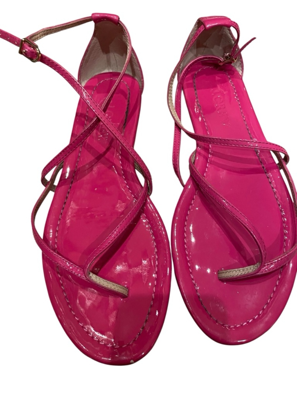 J. Crew Hot Pink Patent Strappy Sandals